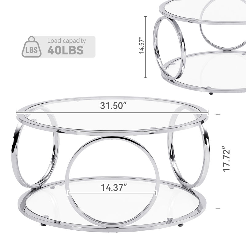 Wrought Studio™ Round Chrome Plated Glass Coffee Table &amp; Reviews | Wayfair